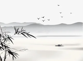 中国风传统艺术水墨画免抠免抠