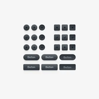 黑色立体按钮ui设计psd素材免抠