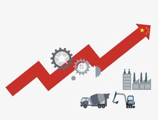 曲折上升的红色箭头免抠