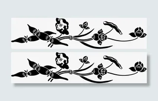 传统古典花纹花树素材免抠