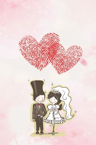 情人节粉色扁平卡通婚礼清新简约背景高清