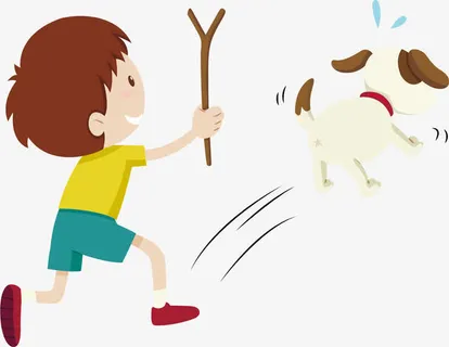 追赶小狗的男孩免抠