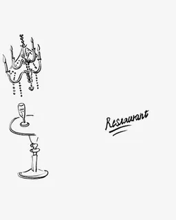 墨迹吊灯蜡烛桌子免抠