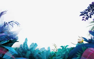 蓝紫色叶子装饰免抠