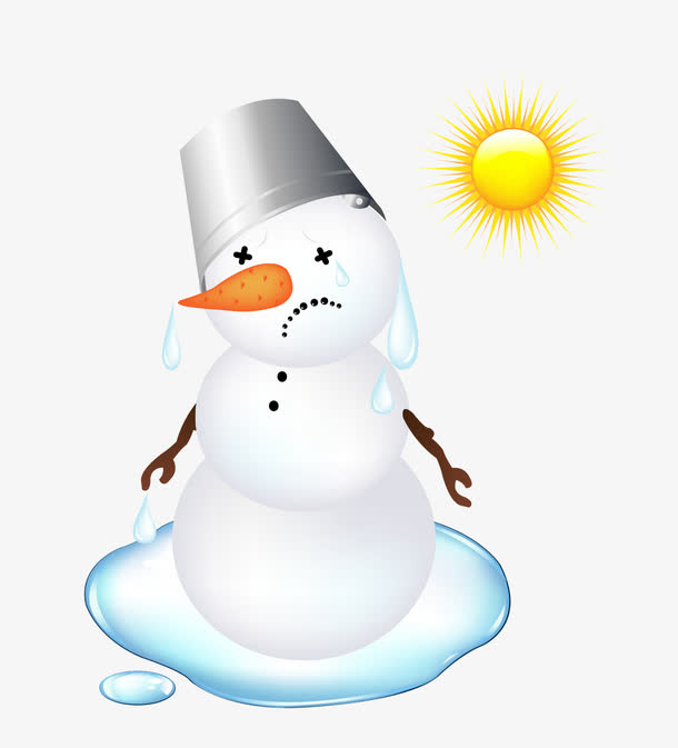 快要融化的雪人矢量图免抠