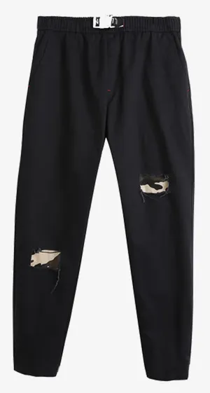 男款破洞休闲哈伦裤免抠