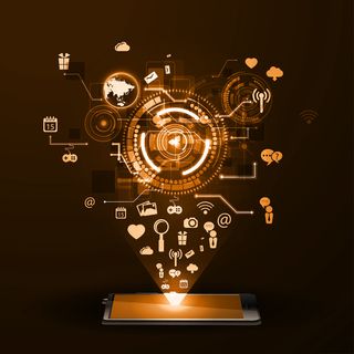 橘色光效商务黑科技背景素材高清