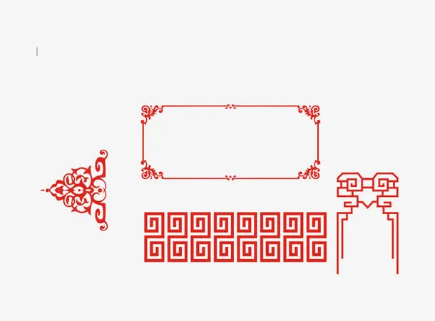 中国风古典红色边框免抠