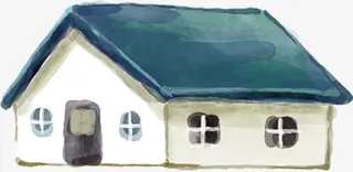 白色简约房屋油画免抠