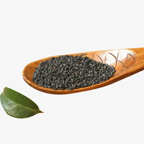 文艺木勺绿色黑芝麻免抠