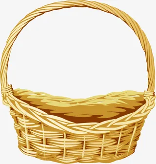 卡通竹筐框子免抠