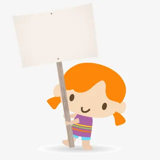 举着牌子的卡通小人矢量素材免抠