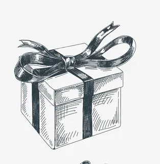 手绘黑色礼盒礼包素描免抠