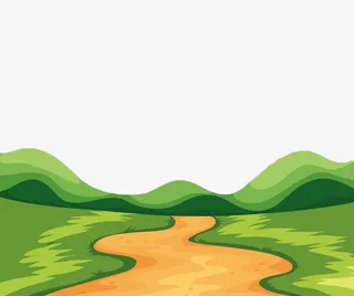 手绘矢量草地公路免抠