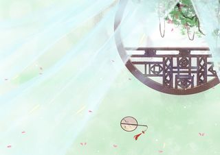 古风扇子樱花春天背景高清