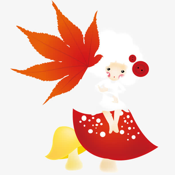 卡通女孩秋天免抠