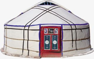 春季草原白色蒙古包免抠