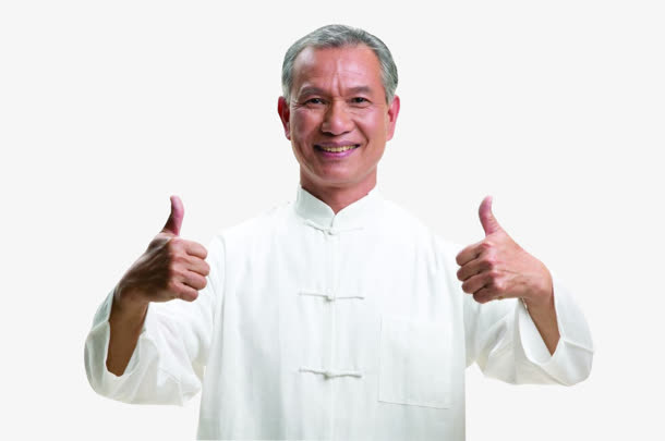 白色大拇指功夫老人免抠