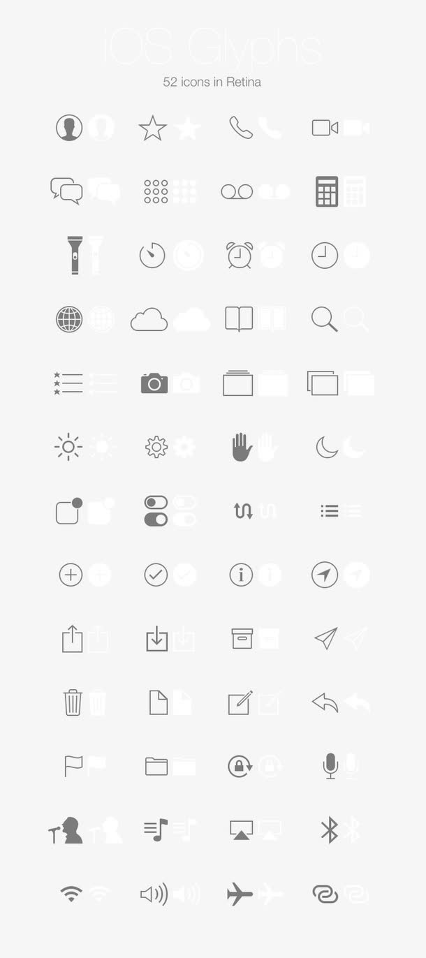 52个IOS系统图标素材免抠
