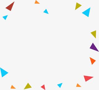 多彩清新三角碎片边框免抠