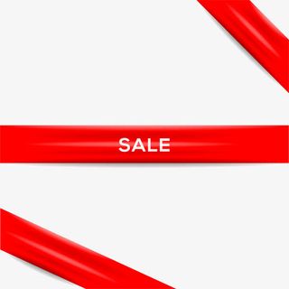 红色绸带标签免抠