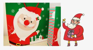 圣诞礼盒上的圣诞老爷爷免抠