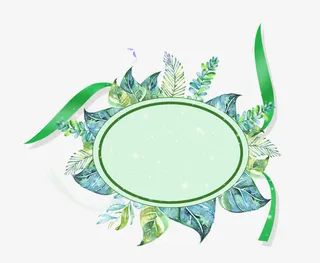 清新唯美绿叶边框免抠