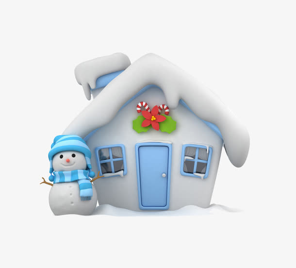 卡通戴帽子围巾雪人免抠