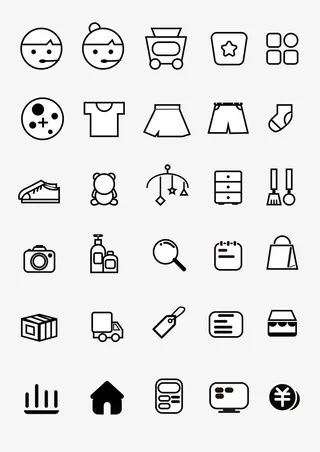 简洁线条电商图标免抠