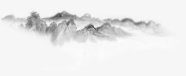 中国风水墨山水风景装饰免抠