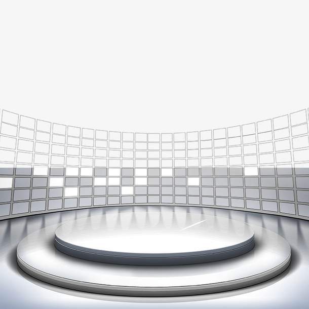 银灰色大气时尚立体展台免抠