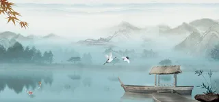 水墨山水背景海报banner背景高清商务科技背景