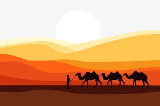 手绘沙漠阳光免抠