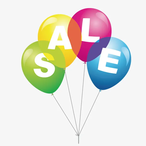 彩色气球sale打折促销标签免抠
