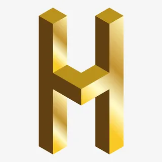 金色c4d英文字母H立体艺术字免抠