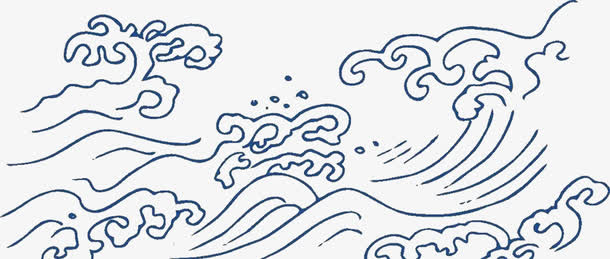 简笔画波浪免抠
