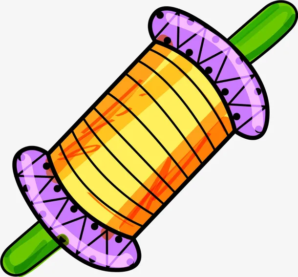 紫色卡通放风筝的绳子免抠