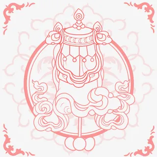 红色中国古风底纹免抠