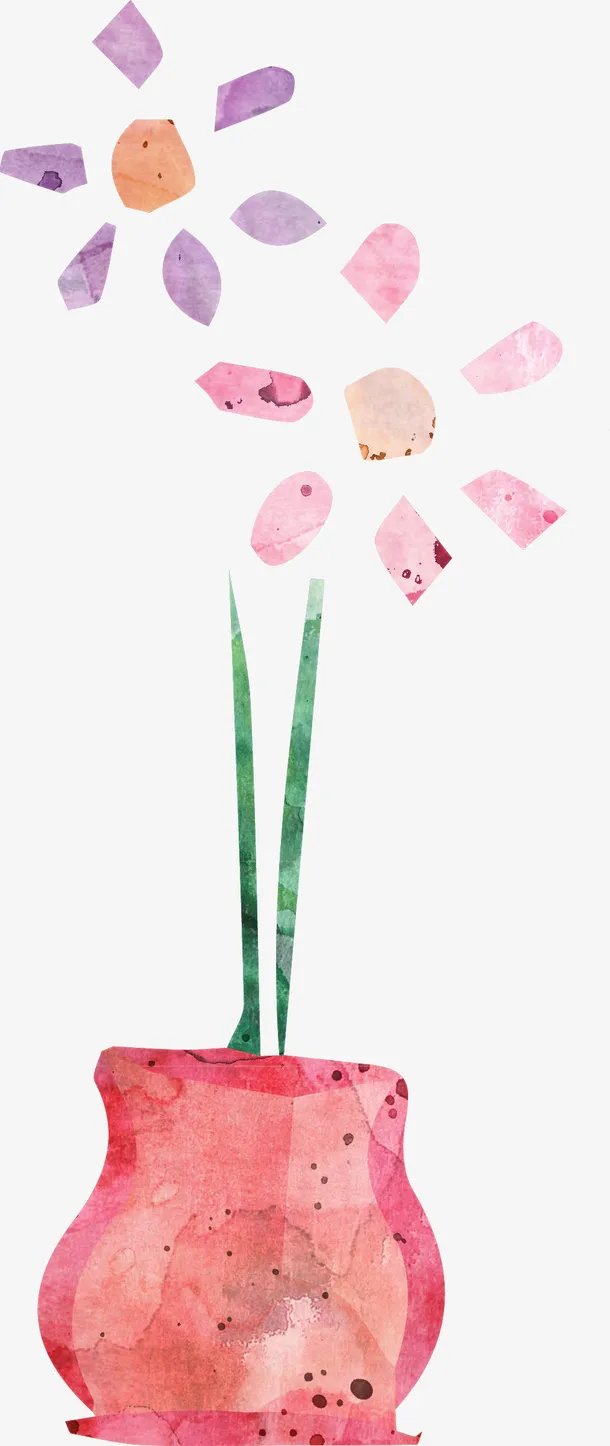 水彩手绘花瓶免抠