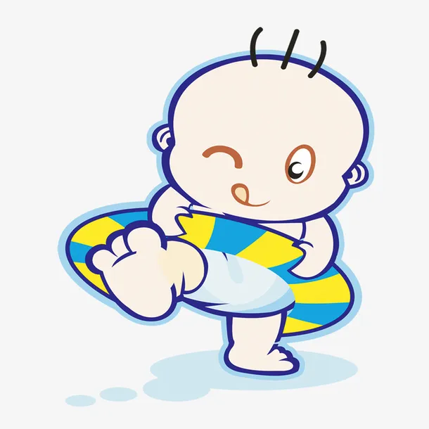 卡通矢量婴儿夏季游泳免抠