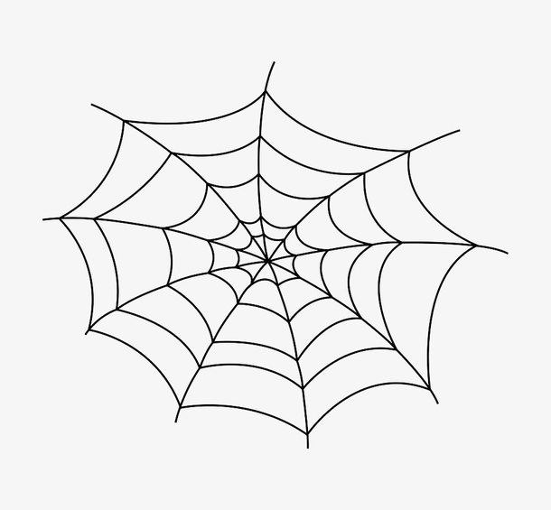 手绘黑色丝线蜘蛛网免抠