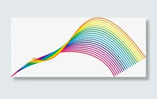 弯曲的彩色炫光素材图免抠