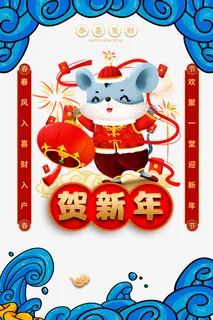 手绘贺新年生肖元素免抠