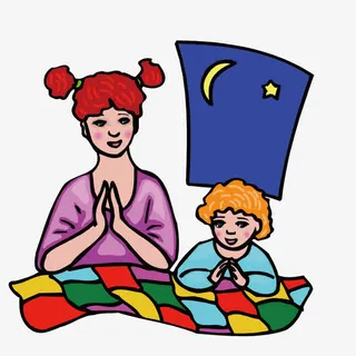 在月光下祈祷的母女免抠