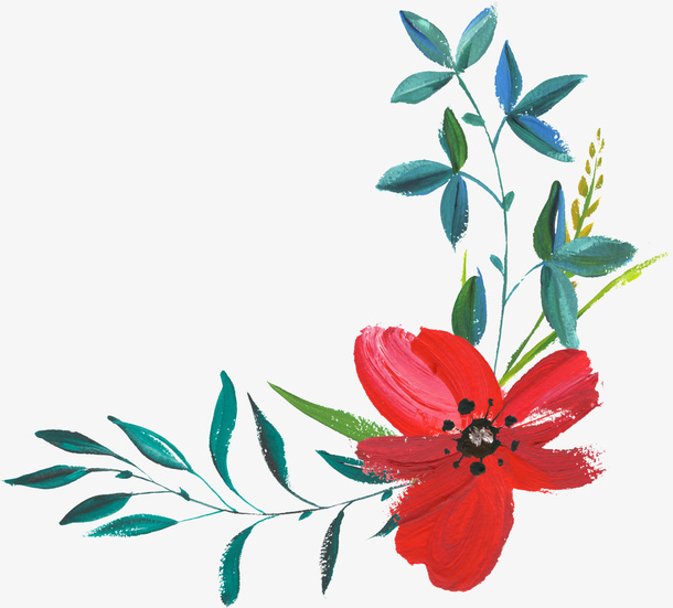 手绘水彩鲜花免抠
