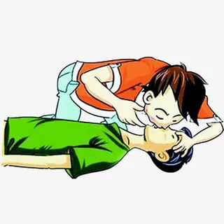 橙色绿色救援人工呼吸免抠