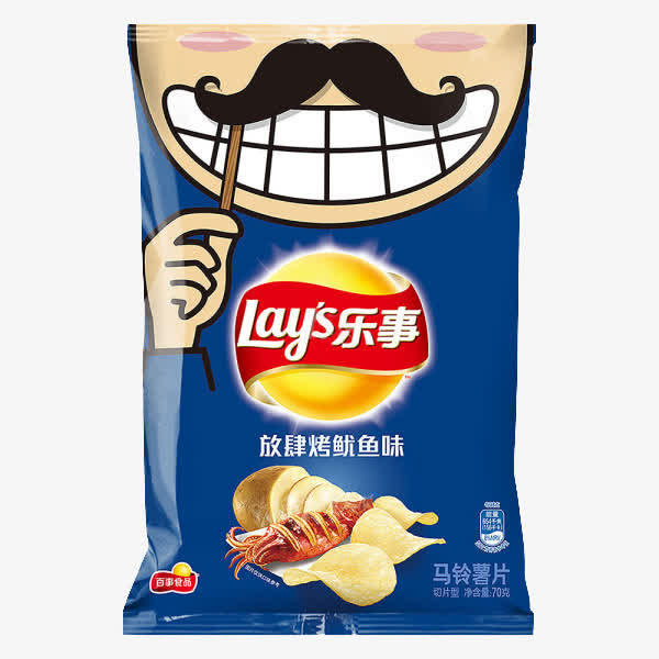 乐事放肆烤鱿鱼味70克免抠标签元素