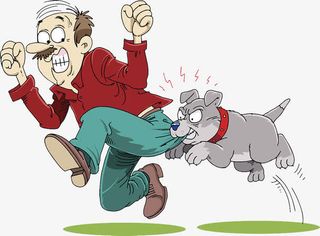 可爱卡通插图被狗咬住屁股的男人免抠