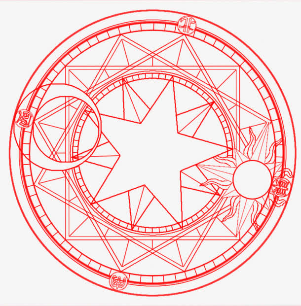 日月星辰红色仪式图免抠