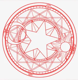 日月星辰红色仪式图免抠